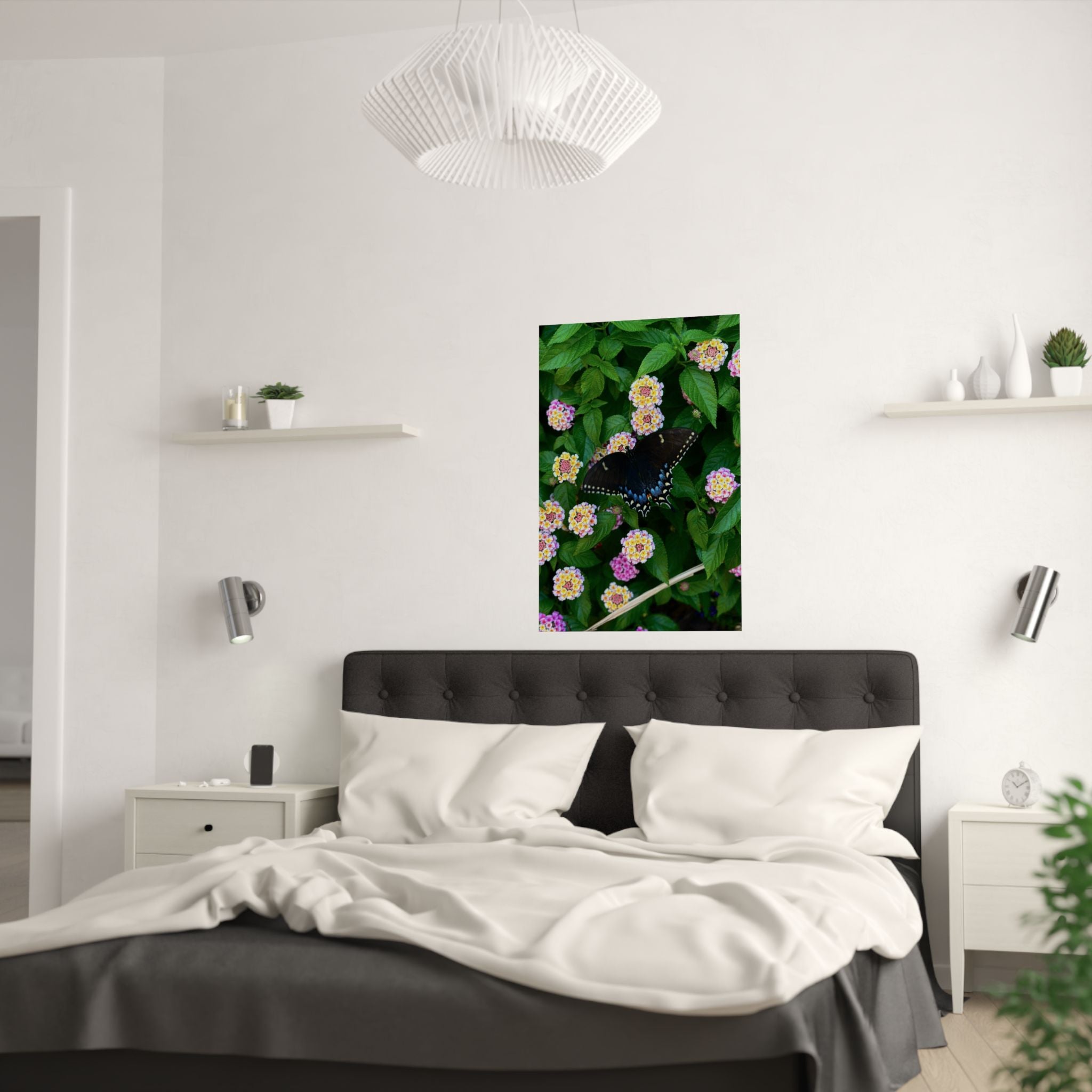 Butterfly & Lantana Satin Poster — Vibrant Floral Wall Art