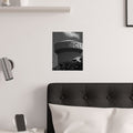 CLT Water Tower Satin Poster — Black & White Cityscape Wall Art