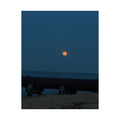 Moonlit Beach Satin Poster — Orange Moon Over Ocean