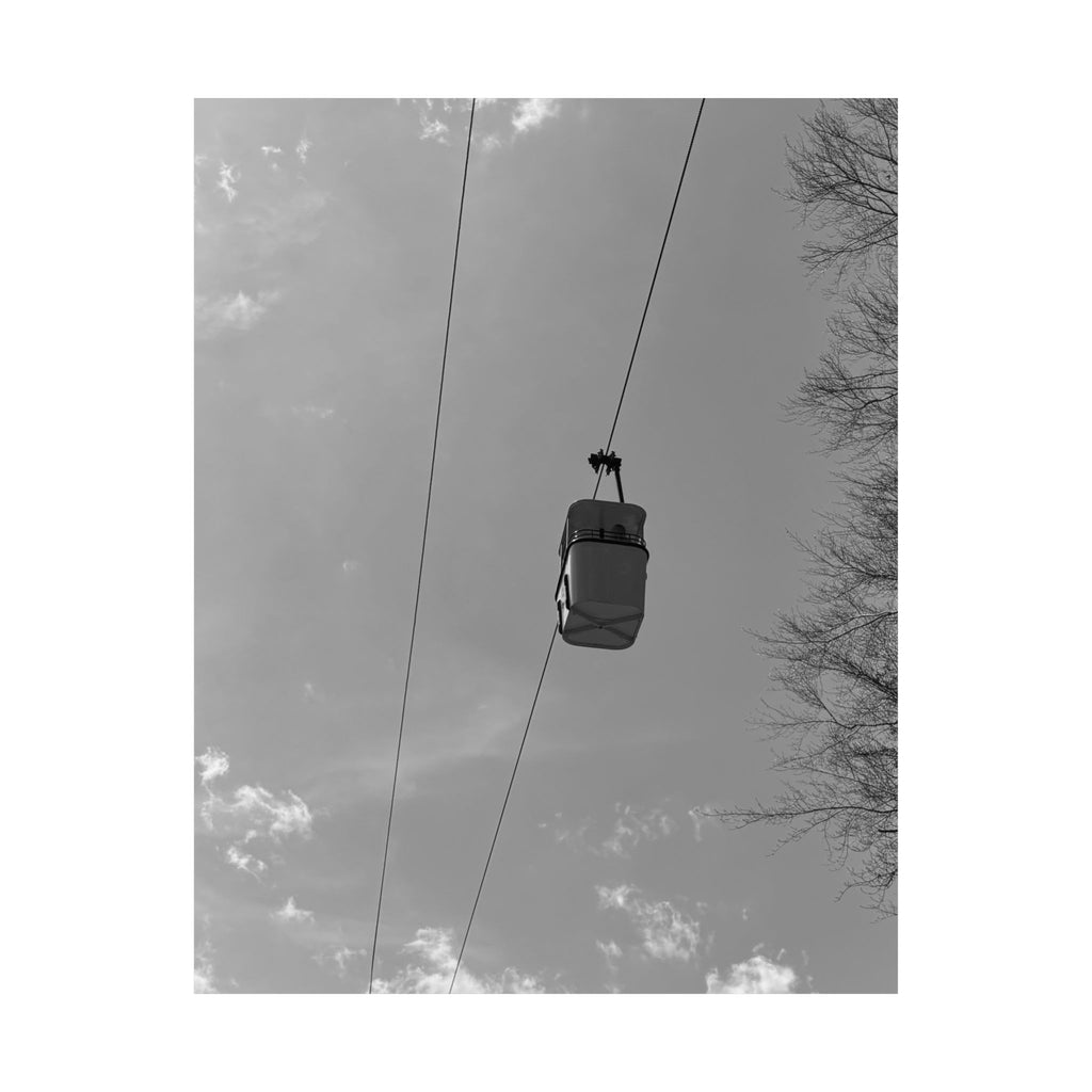 Satin Poster — Monochrome Cable Car Sky Print