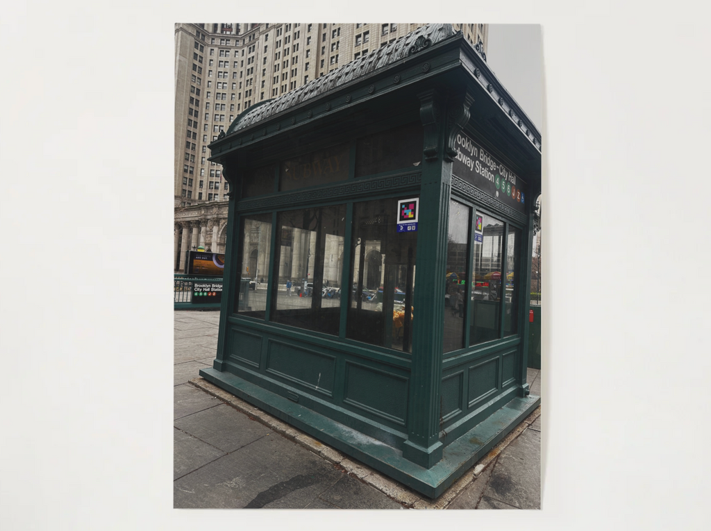 NYC Subway Satin Poster — Vintage City Street Photography Print