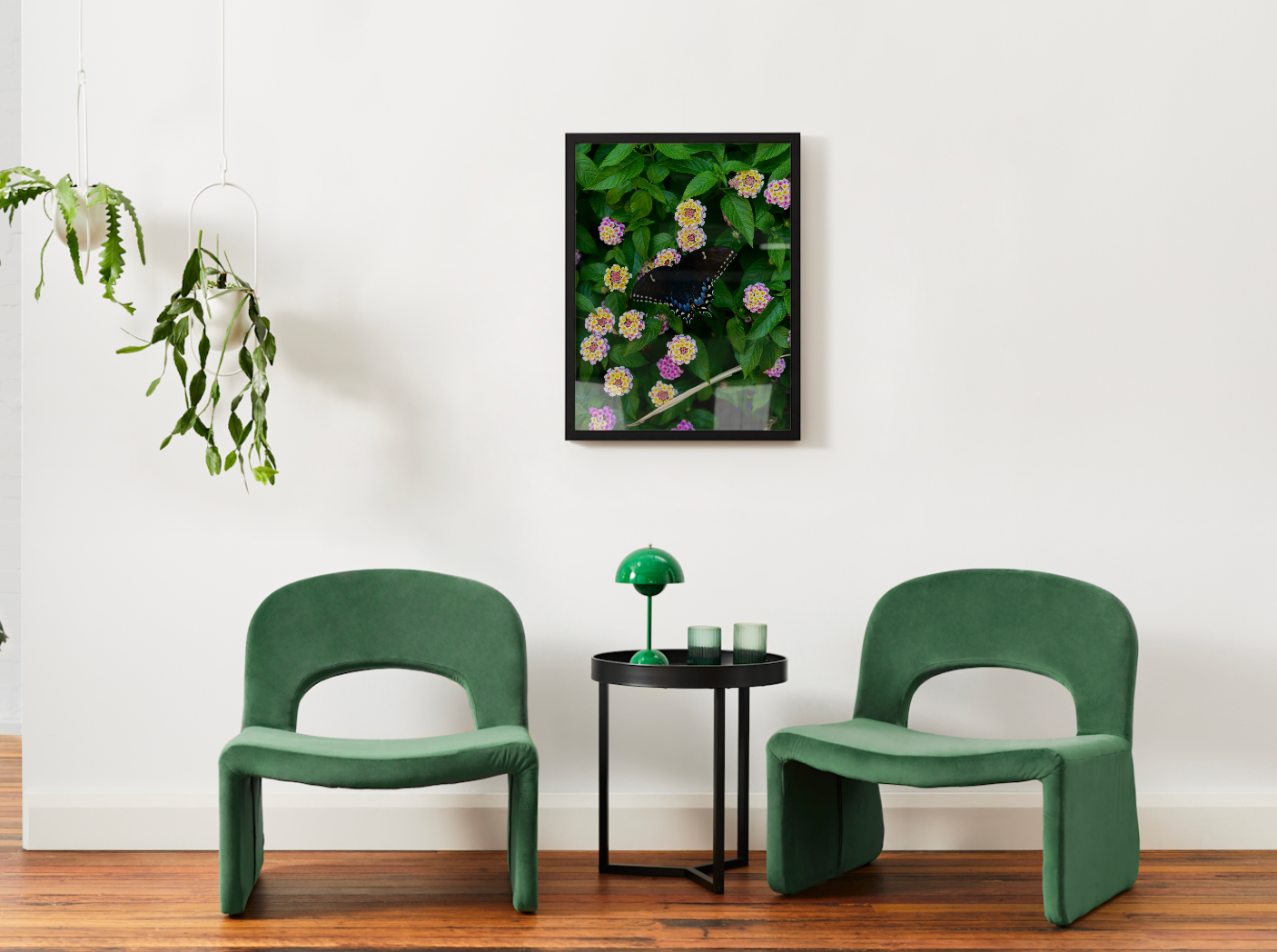 Butterfly & Lantana Satin Poster — Vibrant Floral Wall Art