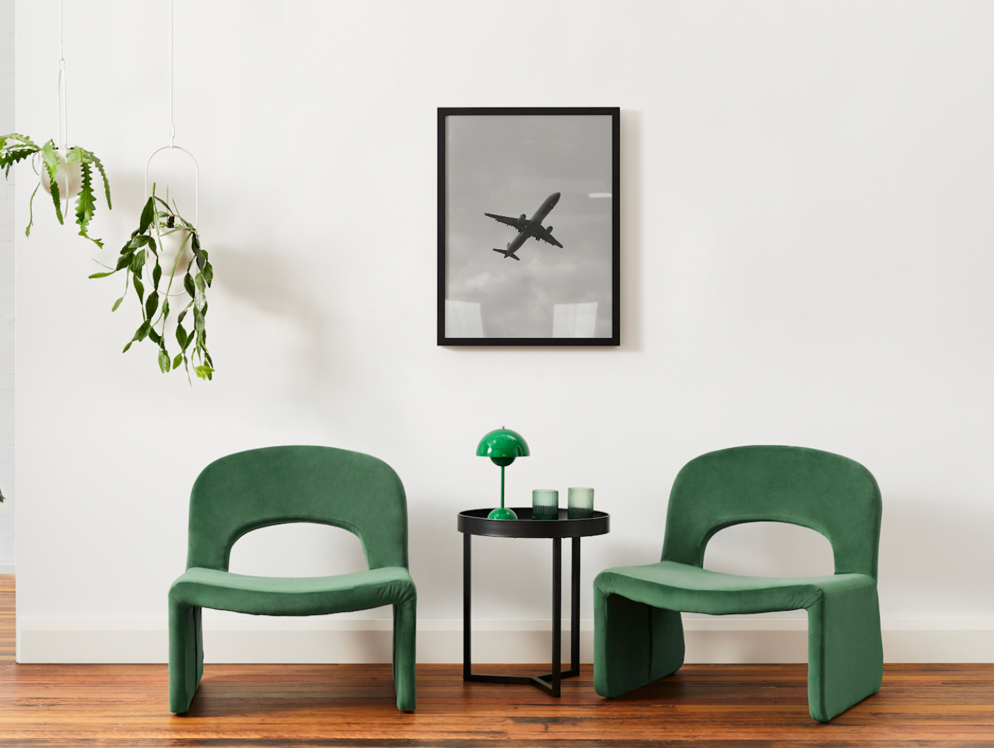 Airplane Silhouette Satin Poster — Black & White Aviation Wall Art