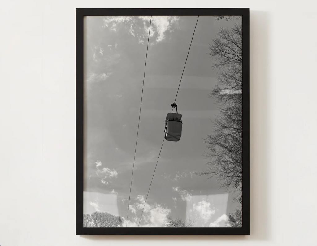 Satin Poster — Monochrome Cable Car Sky Print