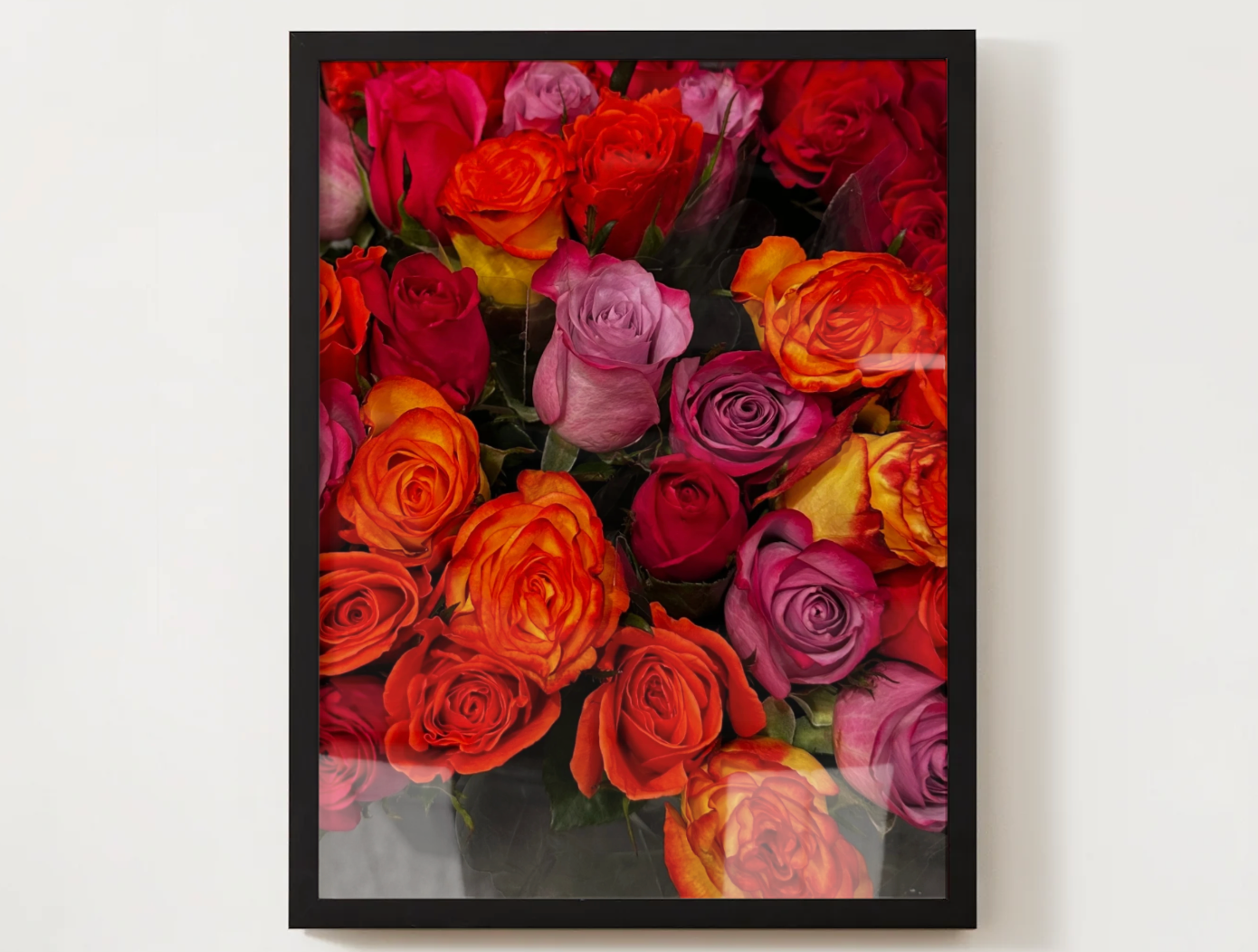 Satin Poster - Vibrant Multicolor Rose Bouquet Print (210gsm)